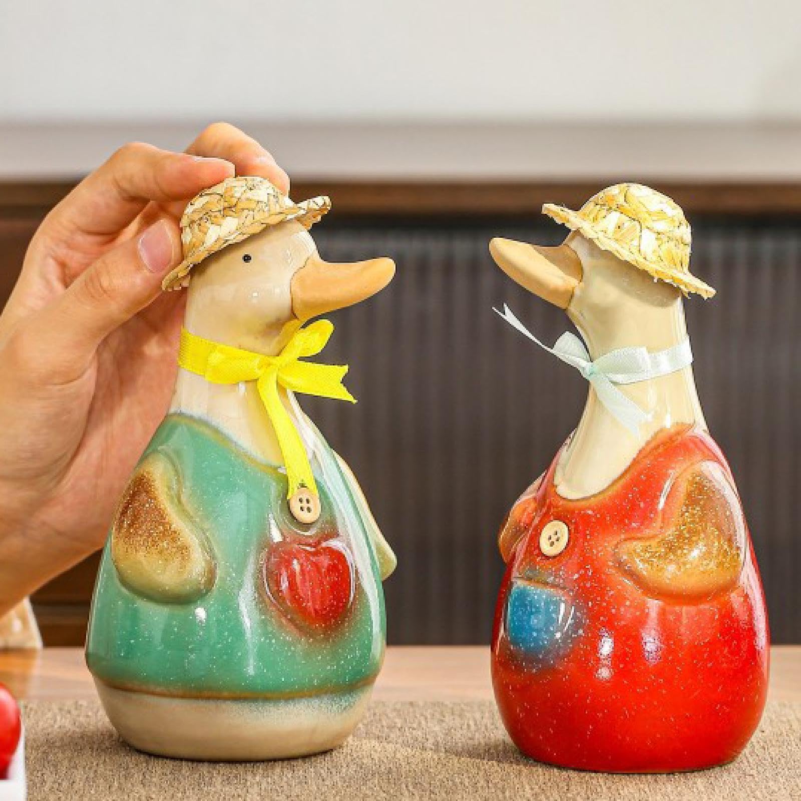 Buy URJIX 2X Ceramic Duck Statues Waterproof Artwork for TV